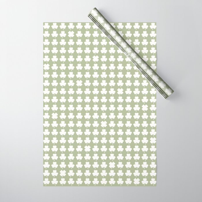 Clovers XXVI Natural Green Botanical Pattern Wrapping Paper Gallery Image 1