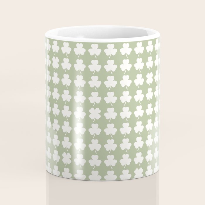 Clovers XXVI Natural Green Botanical Pattern Coffee Mug Gallery Image 4