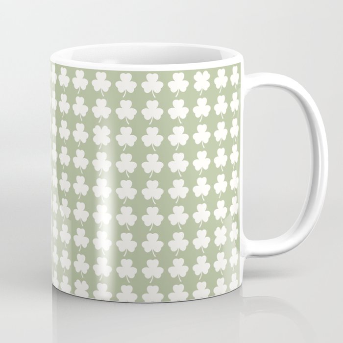 Clovers XXVI Natural Green Botanical Pattern Coffee Mug Gallery Image 1