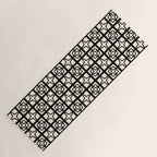 Mid Century Modern Retro Atomic Star Tiles Geometric Pattern Black and Almond Cream Yoga Mat Gallery Image 1