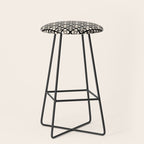 Mid Century Modern Retro Atomic Star Tiles Geometric Pattern Black and Almond Cream Stool Gallery Image 1