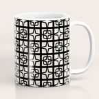 Mid Century Modern Retro Atomic Star Tiles Geometric Pattern Black and Almond Cream Coffee Mug Gallery Image 1
