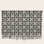 Mid Century Modern Retro Atomic Star Tiles Geometric Pattern Black and Almond Cream Wall Hanging Gallery Image 1