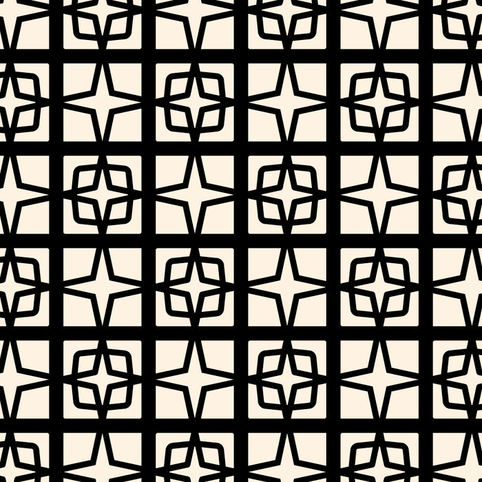 Mid Century Modern Retro Atomic Star Tiles Geometric Pattern Black and Almond Cream Coffee Mug Gallery Image 2