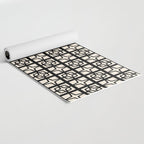 Mid Century Modern Retro Atomic Star Tiles Geometric Pattern Black and Almond Cream Yoga Mat Gallery Image 2