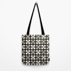 Mid Century Modern Retro Atomic Star Tiles Geometric Pattern Black and Almond Cream Tote Bag Gallery Image 2