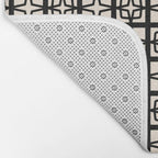 Mid Century Modern Retro Atomic Star Tiles Geometric Pattern Black and Almond Cream Bath Mat Gallery Image 2