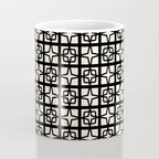 Mid Century Modern Retro Atomic Star Tiles Geometric Pattern Black and Almond Cream Coffee Mug Gallery Image 4