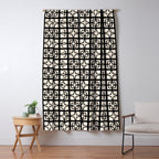 Mid Century Modern Retro Atomic Star Tiles Geometric Pattern Black and Almond Cream Window Curtain Gallery Image 5