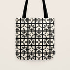 Mid Century Modern Retro Atomic Star Tiles Geometric Pattern Black and Almond Cream Tote Bag Gallery Image 1
