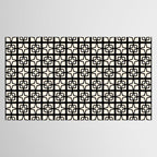 Mid Century Modern Retro Atomic Star Tiles Geometric Pattern Black and Almond Cream Tablecloth Gallery Image 2