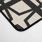 Mid Century Modern Retro Atomic Star Tiles Geometric Pattern Black and Almond Cream Desk Mat Gallery Image 4