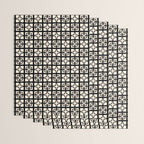 Mid Century Modern Retro Atomic Star Tiles Geometric Pattern Black and Almond Cream Wrapping Paper Gallery Image 3
