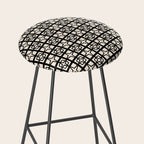 Mid Century Modern Retro Atomic Star Tiles Geometric Pattern Black and Almond Cream Stool Gallery Image 2