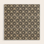 Mid Century Modern Retro Atomic Star Tiles Geometric Pattern Black and Almond Cream Wood Wall Art Gallery Image 1