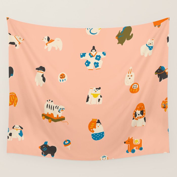 Japanese folk toys Wall Tapestry Gallery Image 1