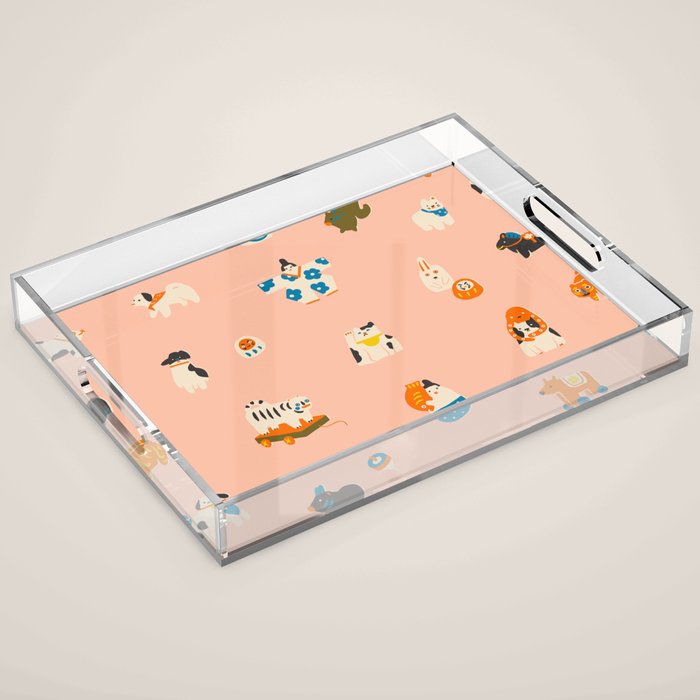 Japanese folk toys Acrylic Tray Gallery Image 1