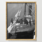The fishing boat "New England" frozen in ice, winter, British Columbia, 1916 black and white vintage photograph by Leonard Frank Serving Tray Gallery Image 1