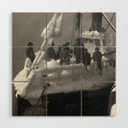 The fishing boat "New England" frozen in ice, winter, British Columbia, 1916 black and white vintage photograph by Leonard Frank Wood Wall Art Gallery Image 1