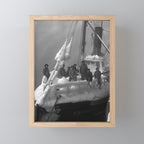 The fishing boat "New England" frozen in ice, winter, British Columbia, 1916 black and white vintage photograph by Leonard Frank Mini Art Print Gallery Image 1