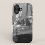 The fishing boat "New England" frozen in ice, winter, British Columbia, 1916 black and white vintage photograph by Leonard Frank iPhone Case Gallery Image 1