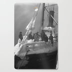 The fishing boat "New England" frozen in ice, winter, British Columbia, 1916 black and white vintage photograph by Leonard Frank Cutting Board Gallery Image 1