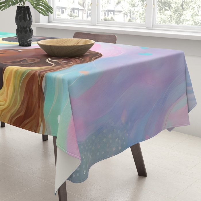 Suspended, Abstract Black People Love Couple, Human Humanity Emotions Feelings, Expression Eclectic Painting Space Tablecloth Gallery Image 3