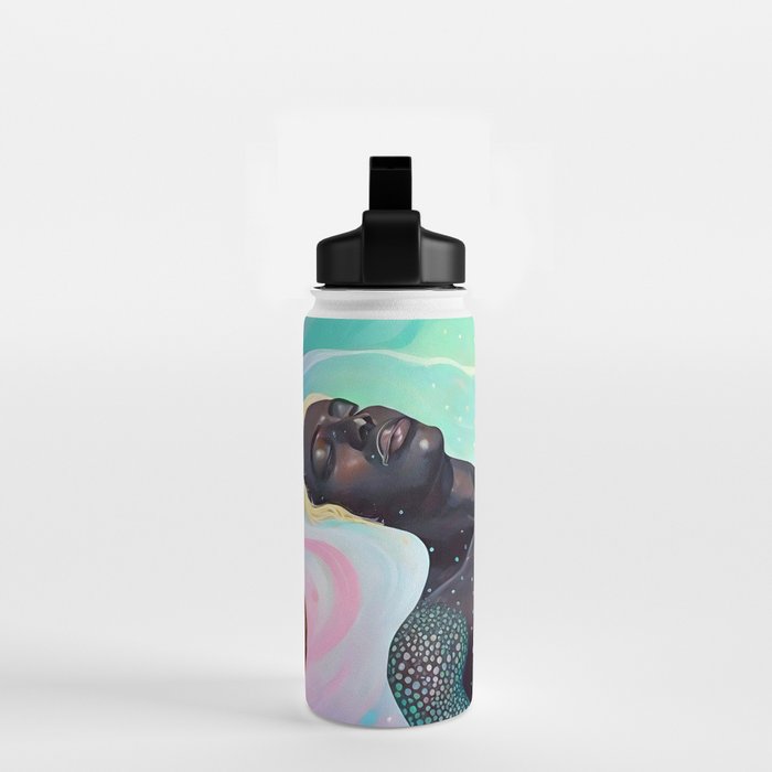 Suspended, Abstract Black People Love Couple, Human Humanity Emotions Feelings, Expression Eclectic Painting Space Water Bottle Gallery Image 2