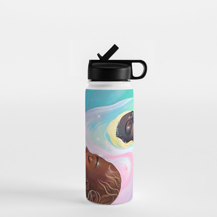 Suspended, Abstract Black People Love Couple, Human Humanity Emotions Feelings, Expression Eclectic Painting Space Water Bottle Gallery Image 1