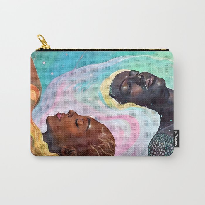 Suspended, Abstract Black People Love Couple, Human Humanity Emotions Feelings, Expression Eclectic Painting Space Carry All Pouch Gallery Image 1