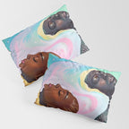 Suspended, Abstract Black People Love Couple, Human Humanity Emotions Feelings, Expression Eclectic Painting Space Pillow Sham Gallery Image 3