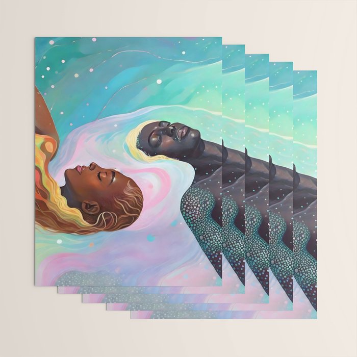 Suspended, Abstract Black People Love Couple, Human Humanity Emotions Feelings, Expression Eclectic Painting Space Wrapping Paper Gallery Image 3