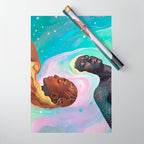 Suspended, Abstract Black People Love Couple, Human Humanity Emotions Feelings, Expression Eclectic Painting Space Wrapping Paper Gallery Image 1