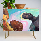 Suspended, Abstract Black People Love Couple, Human Humanity Emotions Feelings, Expression Eclectic Painting Space Credenza Gallery Image 1
