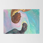 Suspended, Abstract Black People Love Couple, Human Humanity Emotions Feelings, Expression Eclectic Painting Space Rug Gallery Image 2