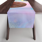 Suspended, Abstract Black People Love Couple, Human Humanity Emotions Feelings, Expression Eclectic Painting Space Table Runner Gallery Image 1