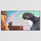 Suspended, Abstract Black People Love Couple, Human Humanity Emotions Feelings, Expression Eclectic Painting Space Desk Mat Gallery Image 1