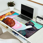 Suspended, Abstract Black People Love Couple, Human Humanity Emotions Feelings, Expression Eclectic Painting Space Desk Mat Gallery Image 2