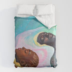 Suspended, Abstract Black People Love Couple, Human Humanity Emotions Feelings, Expression Eclectic Painting Space Comforter Gallery Image 6