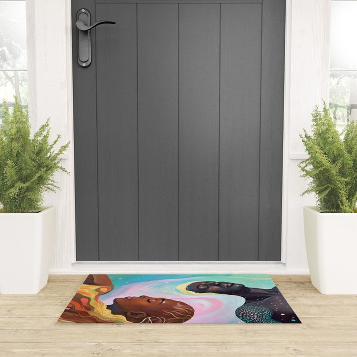 Suspended, Abstract Black People Love Couple, Human Humanity Emotions Feelings, Expression Eclectic Painting Space Welcome Mat Gallery Image 3