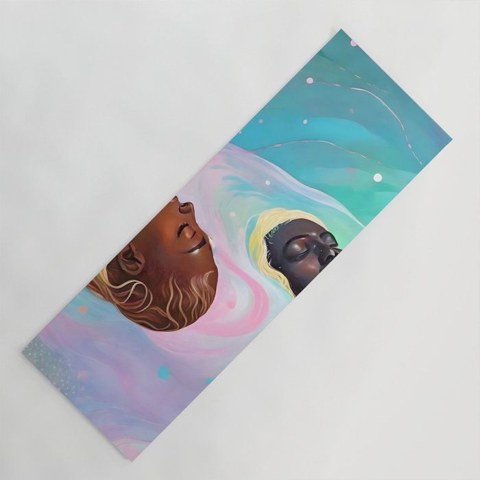 Suspended, Abstract Black People Love Couple, Human Humanity Emotions Feelings, Expression Eclectic Painting Space Yoga Mat Gallery Image 1