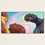 Suspended, Abstract Black People Love Couple, Human Humanity Emotions Feelings, Expression Eclectic Painting Space Desk Mat Gallery Image 3