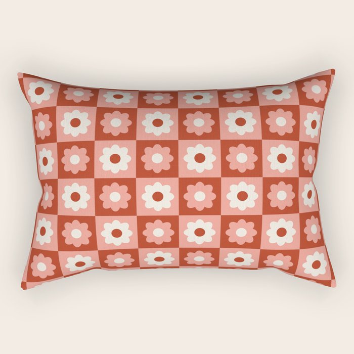 Fall Retro Flower Pattern Rectangular Pillow Gallery Image 2