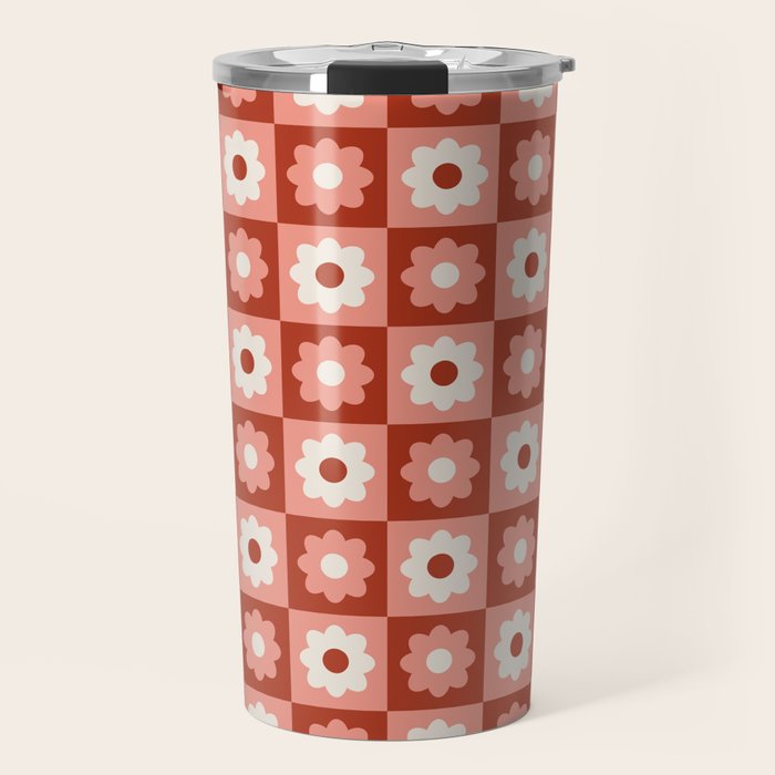Fall Retro Flower Pattern Travel Mug Gallery Image 1