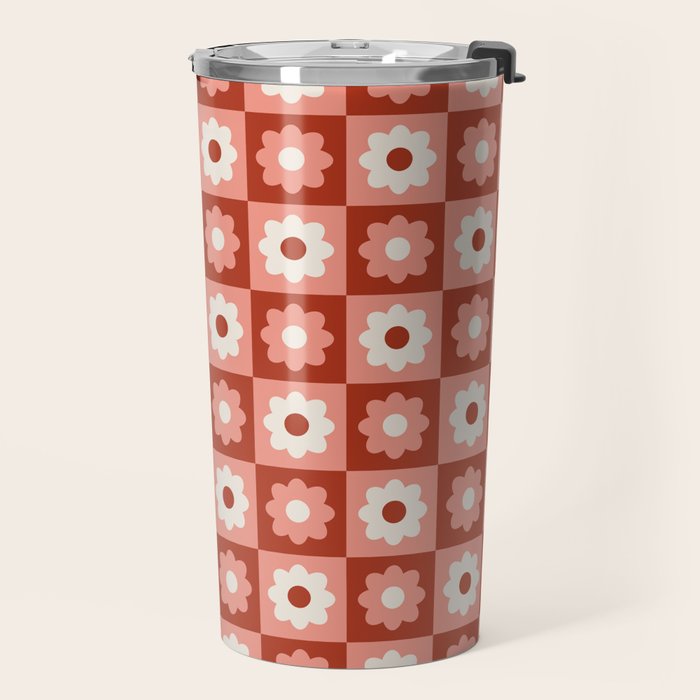 Fall Retro Flower Pattern Travel Mug Gallery Image 2