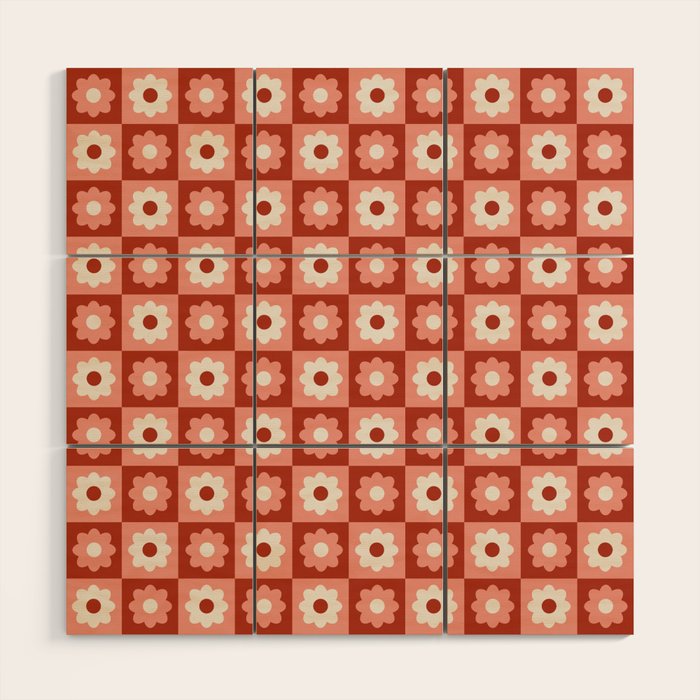 Fall Retro Flower Pattern Wood Wall Art Gallery Image 1