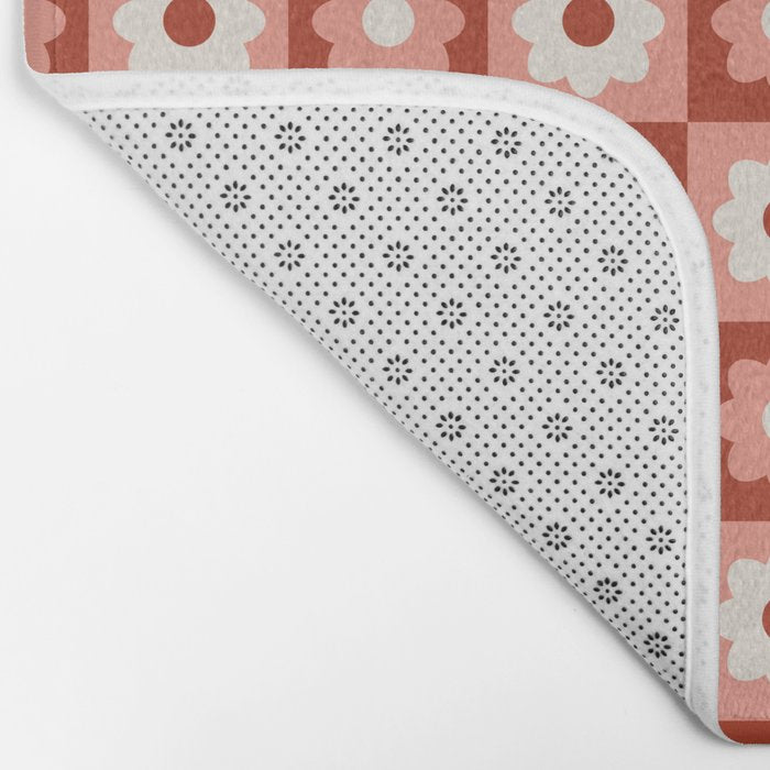 Fall Retro Flower Pattern Bath Mat Gallery Image 2
