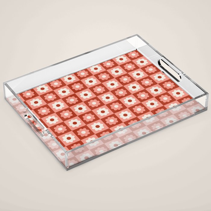 Fall Retro Flower Pattern Acrylic Tray Gallery Image 1