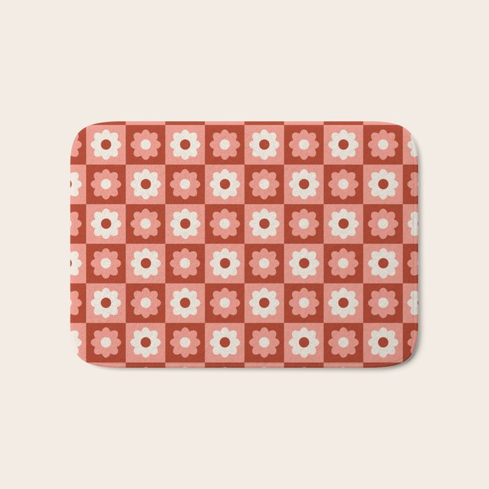 Fall Retro Flower Pattern Bath Mat Gallery Image 1