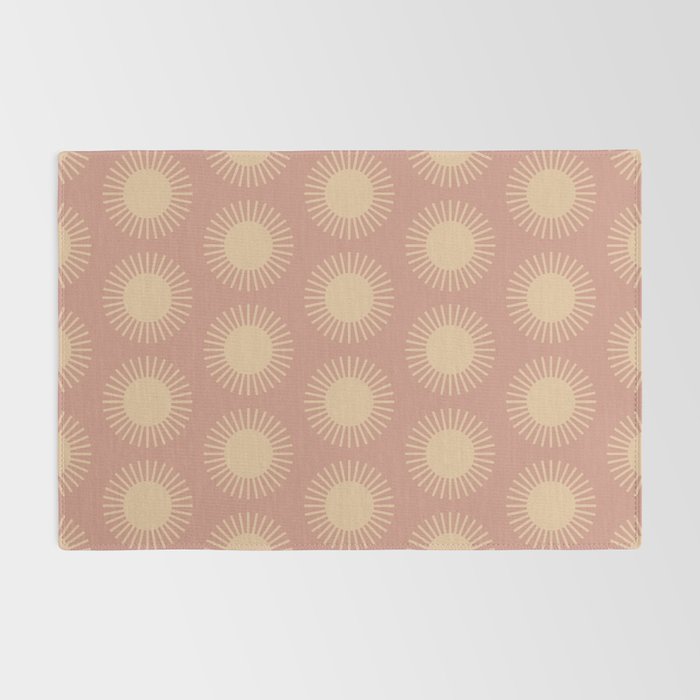 Boho Summer Sun Pattern XV Neutral Pastel Pink Rug Gallery Image 2
